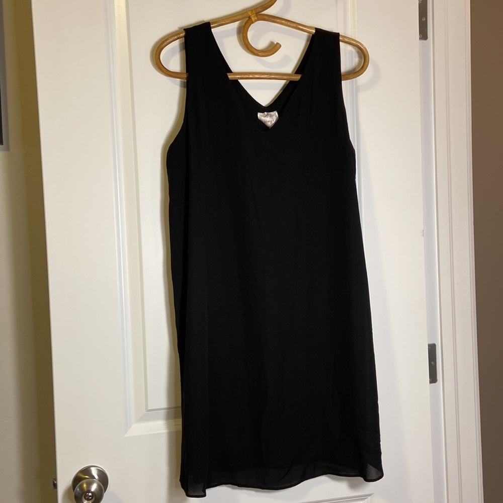 Nymphe / Anthropologie black vneck tank chiffon dress - Picture 2 of 8